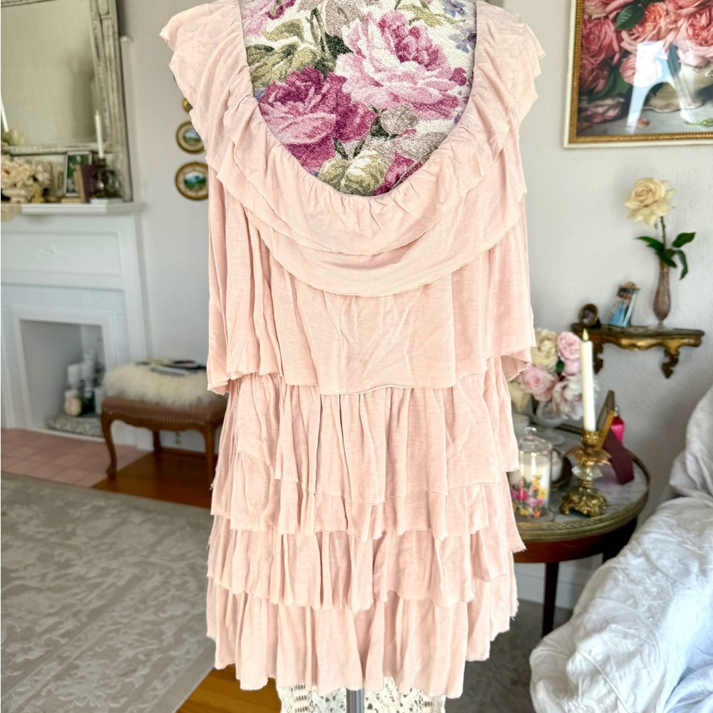 J Crew Pink Ruffled Sleeveless top L